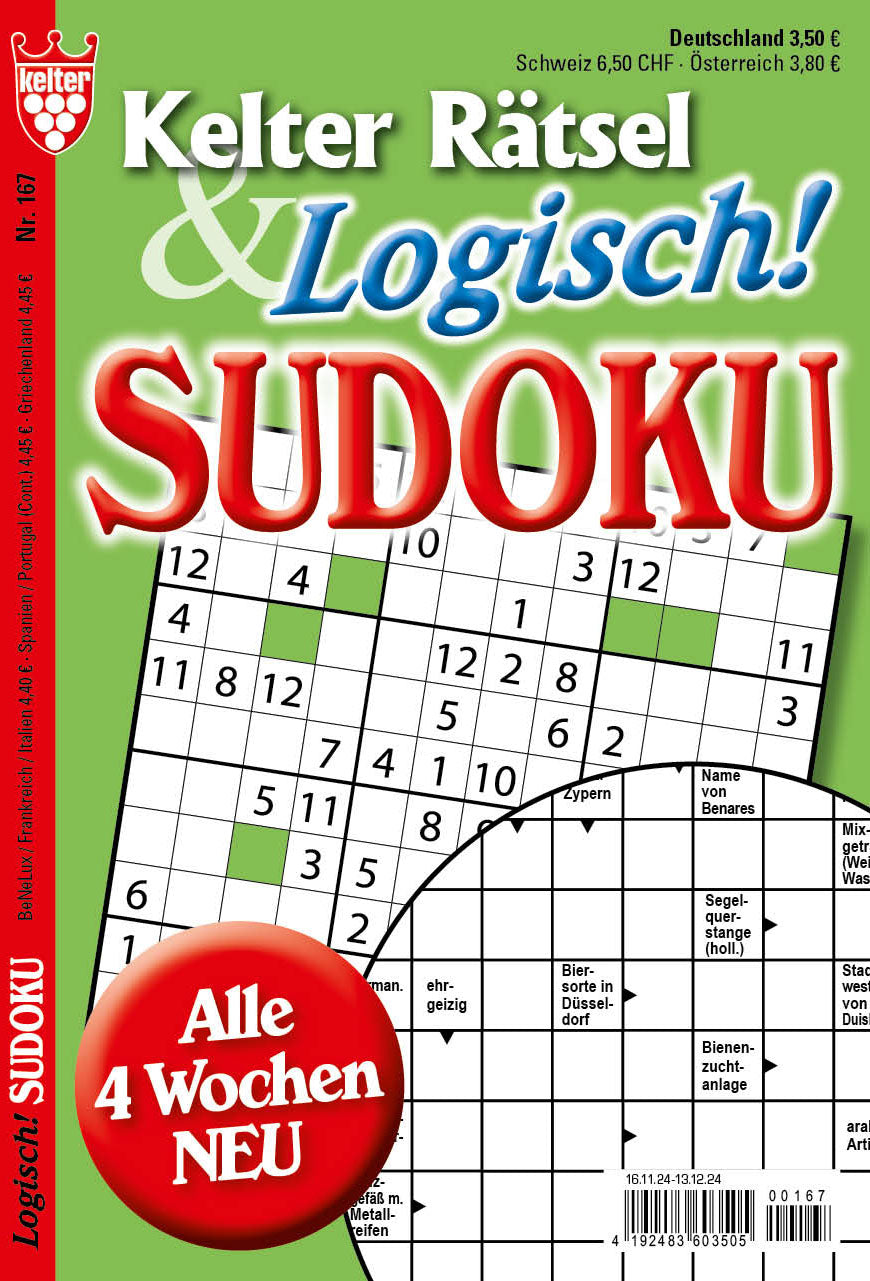 Kelter Rätsel & logisch Sudoku #167