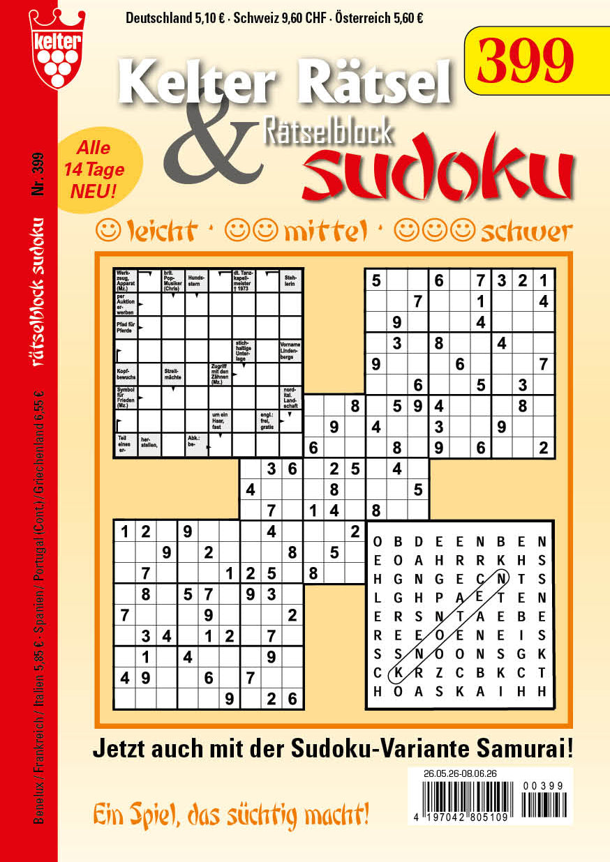 Kelter Rätsel & Rätselblock Sudoku #399