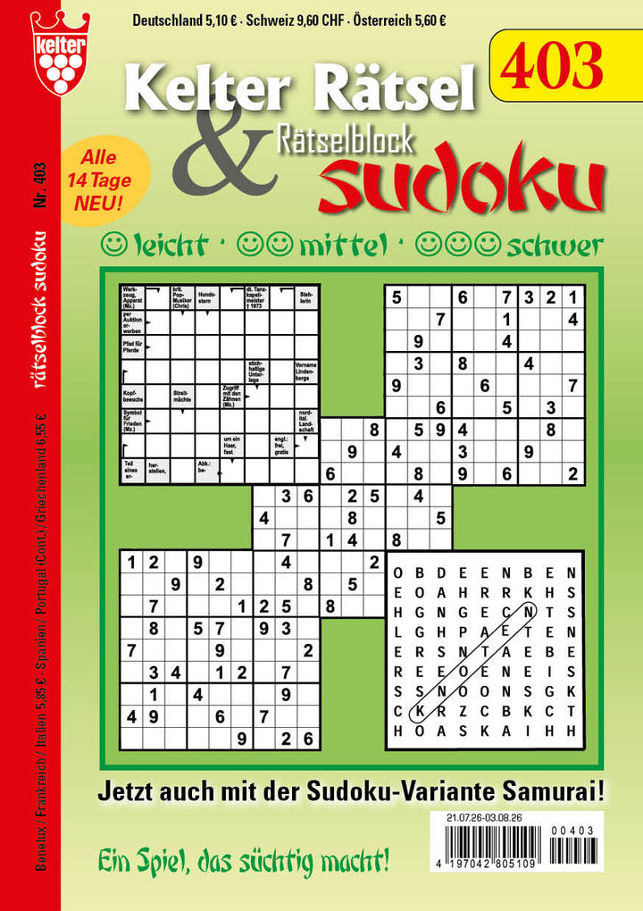 Kelter Rätsel & Rätselblock Sudoku #403
