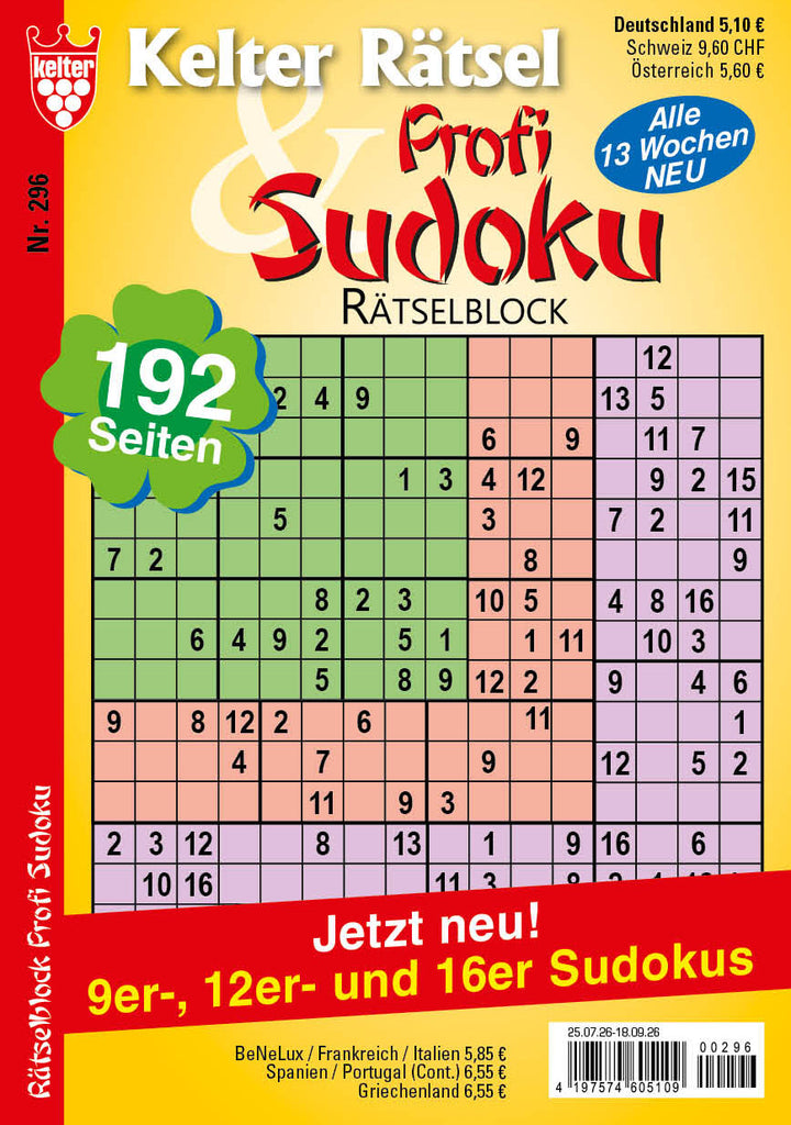 Kelter Rätsel & Rätselblock Profi Sudoku #296