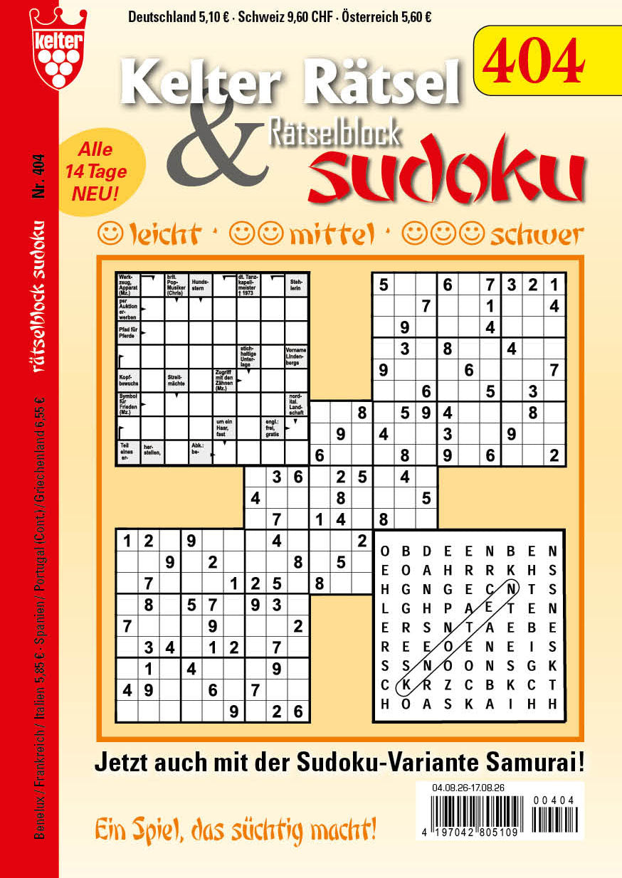 Kelter Rätsel & Rätselblock Sudoku #404
