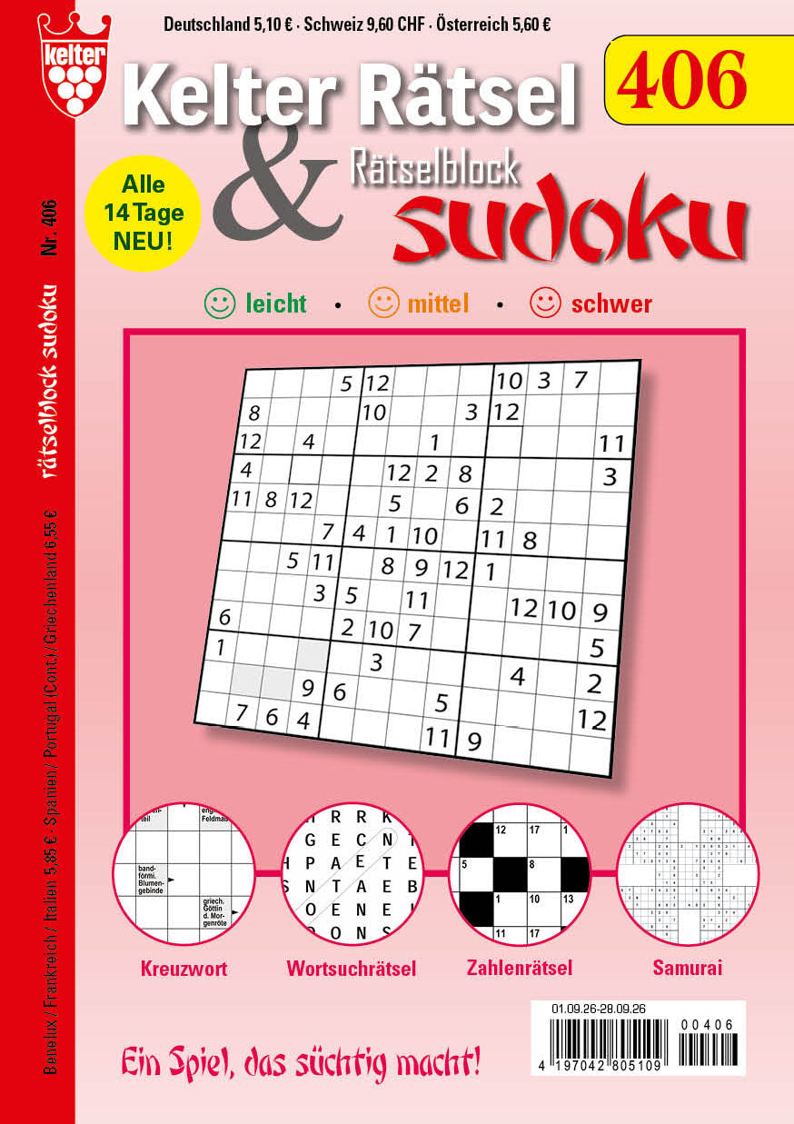 Kelter Rätsel & Rätselblock Sudoku #406