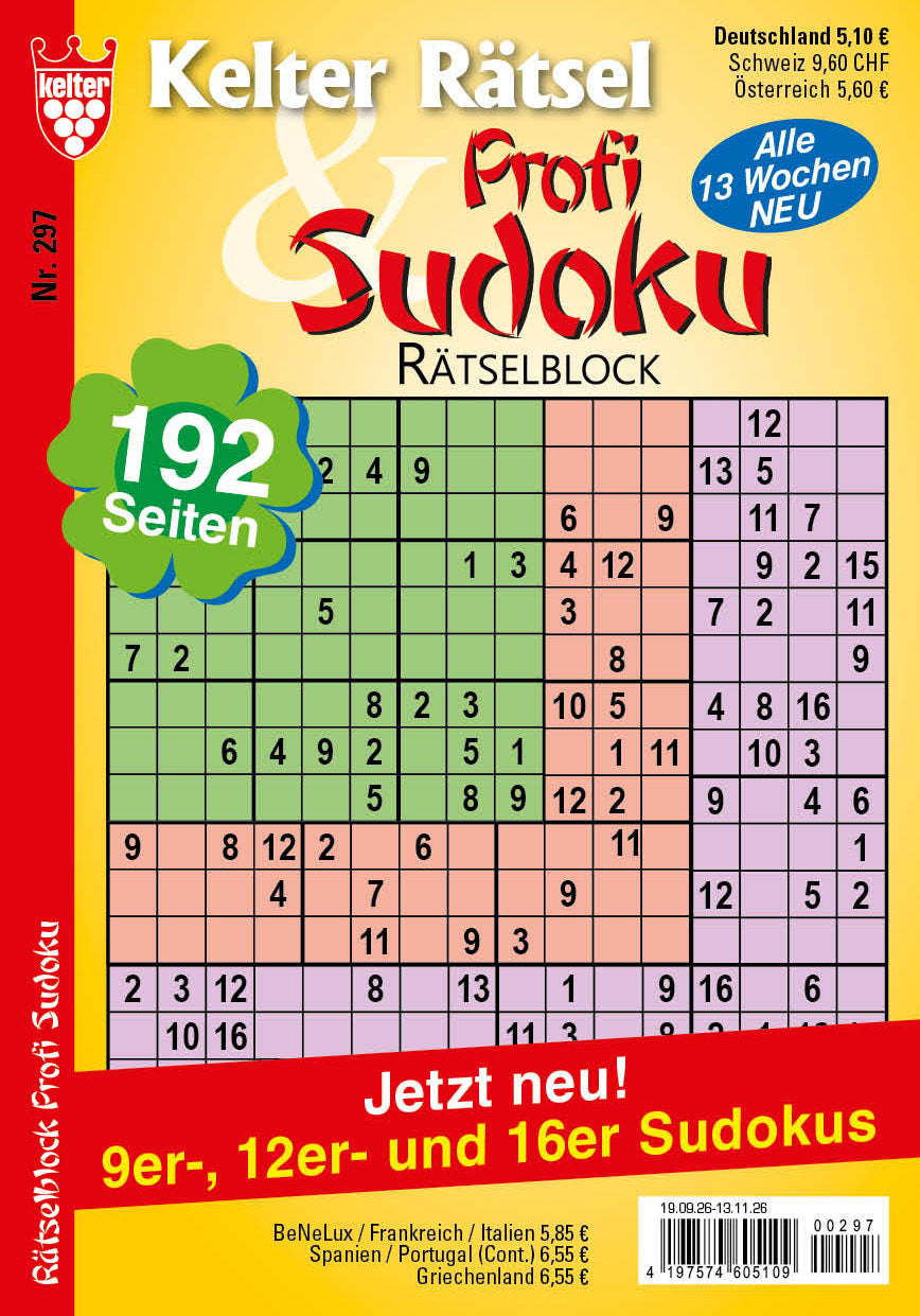 Kelter Rätsel & Rätselblock Profi Sudoku #297