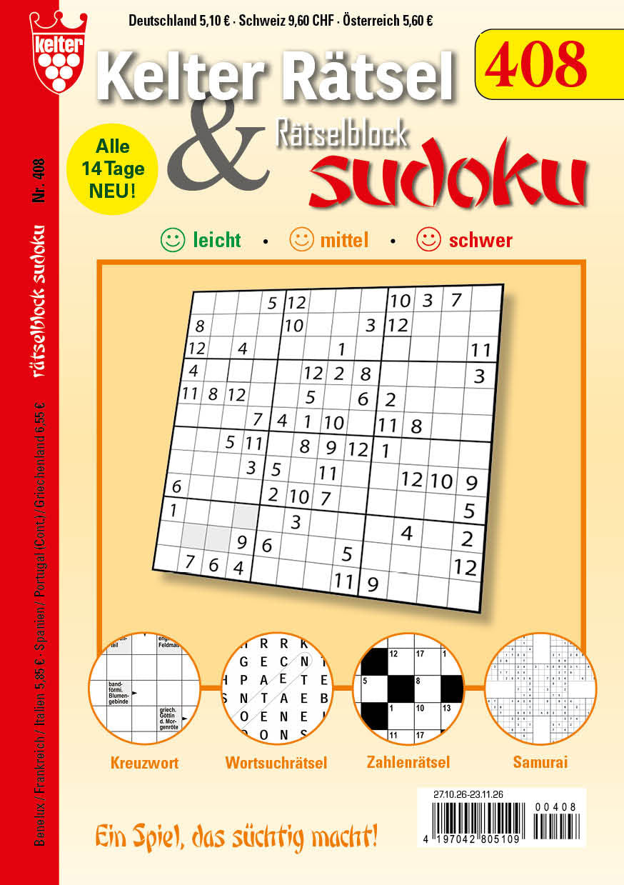 Kelter Rätsel & Rätselblock Sudoku #408