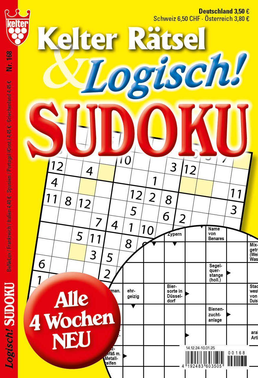 Kelter Rätsel & logisch Sudoku #168