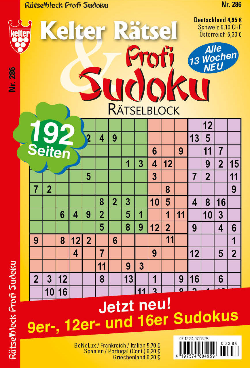 Kelter Rätsel & Rätselblock Profi Sudoku #286