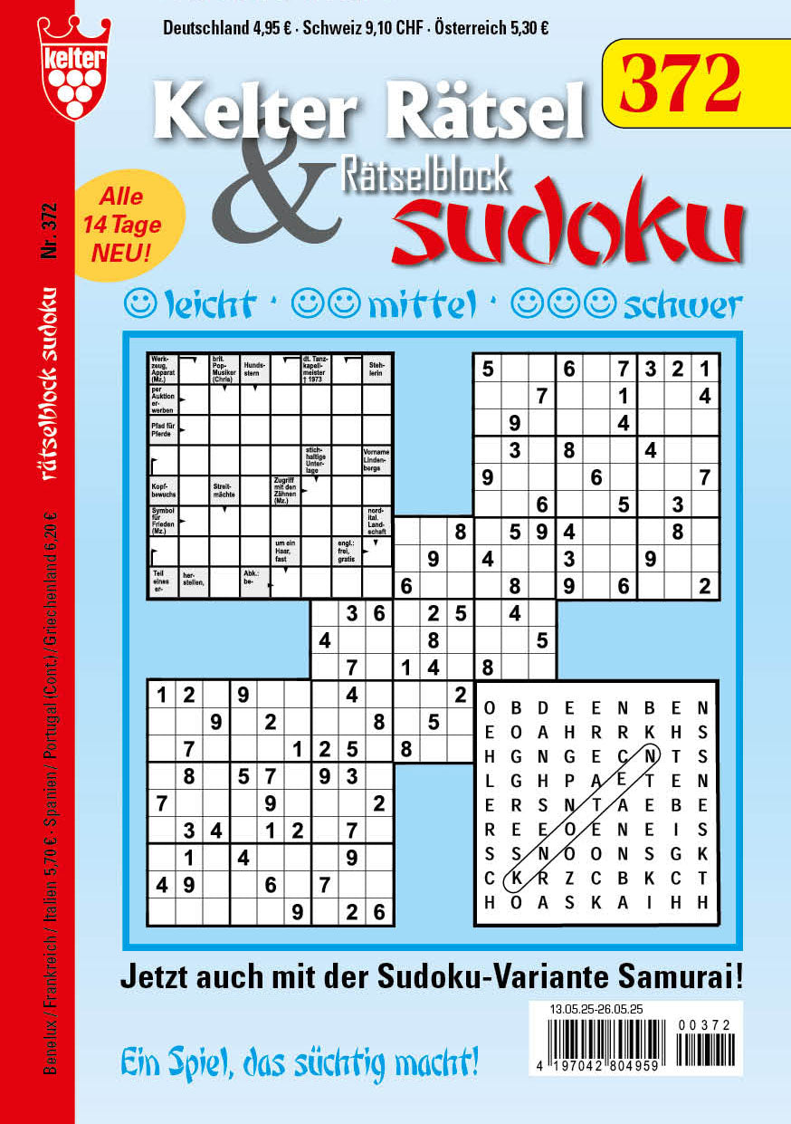 Kelter Rätsel & Rätselblock Sudoku #372