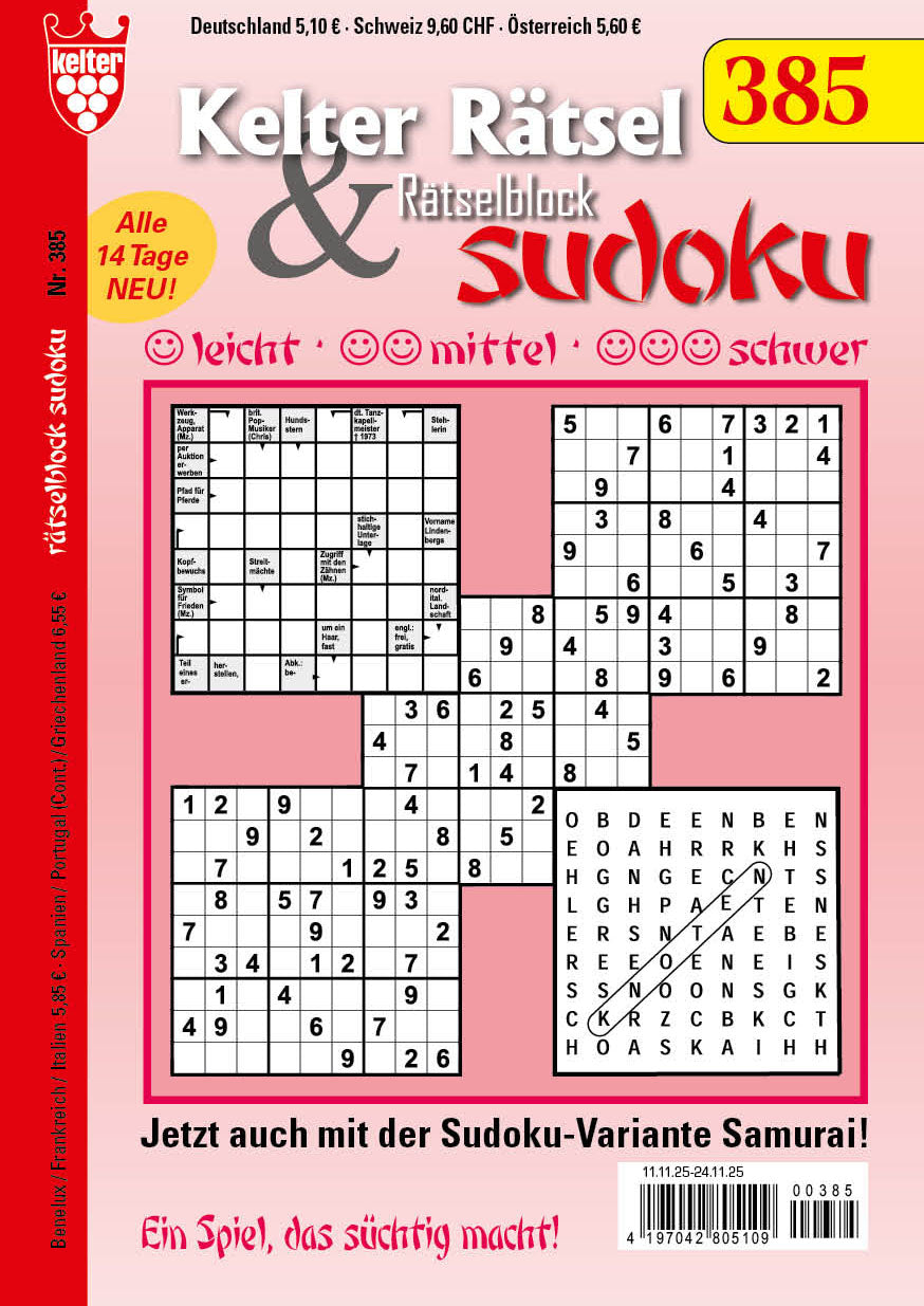 Kelter Rätsel & Rätselblock Sudoku #385